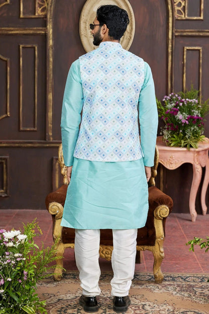 Multicolour Art Silk Kurta Pajama With Jacket KP1230258 A