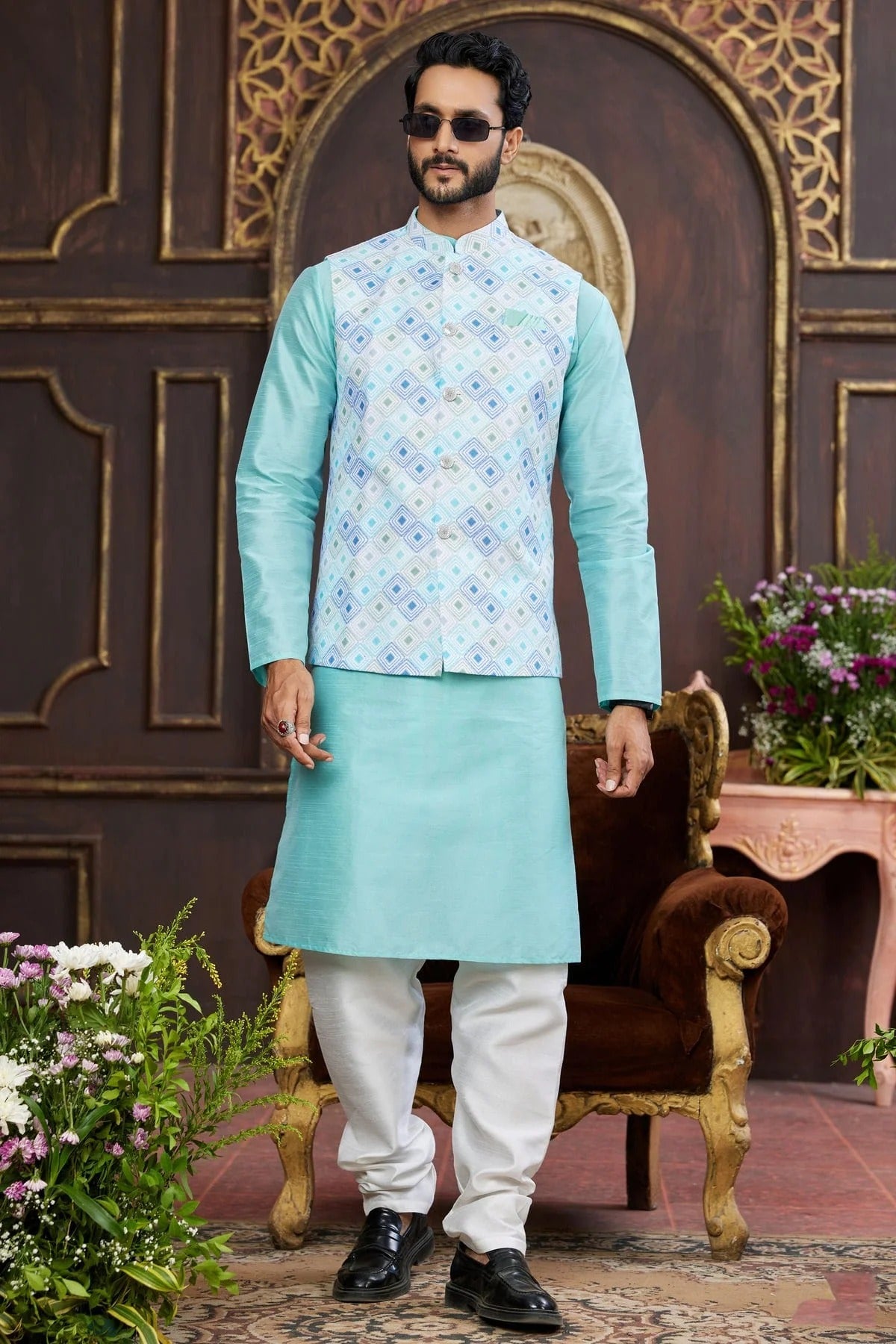 Multicolour Art Silk Kurta Pajama With Jacket KP1230258
