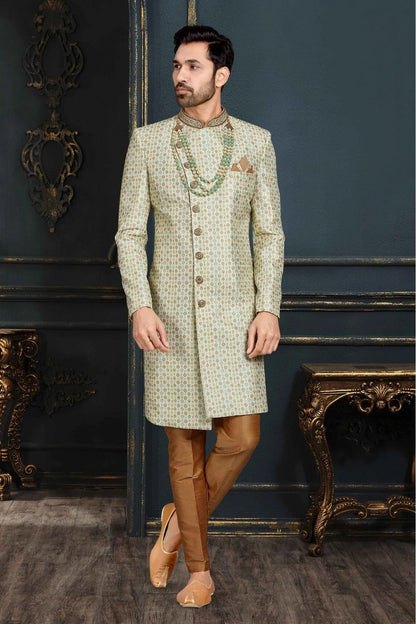 Multicolour Banarasi Jacquard Sherwani SH1040377