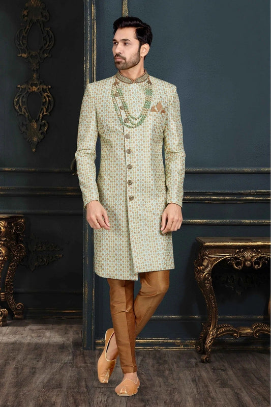 Multicolour Banarasi Jacquard Sherwani SH1040377