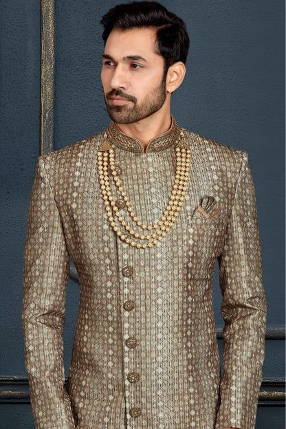 Multicolour Banarasi Jacquard Sherwani SH1040378 A