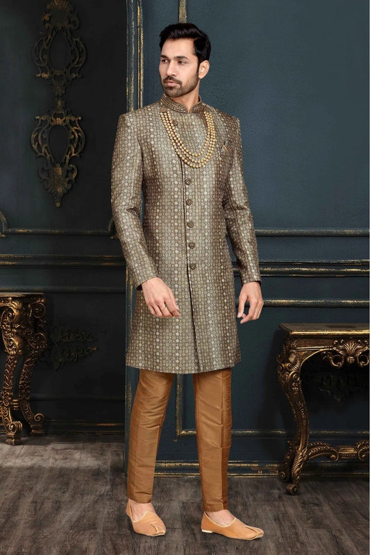 Multicolour Banarasi Jacquard Sherwani SH1040378