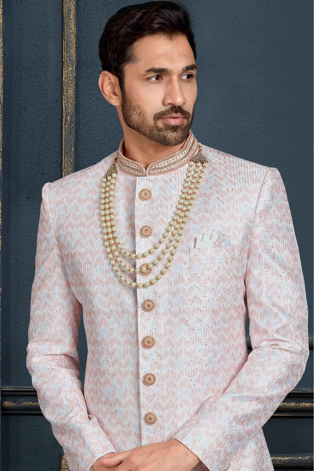 Multicolour Banarasi Jacquard Sherwani SH1040379 A
