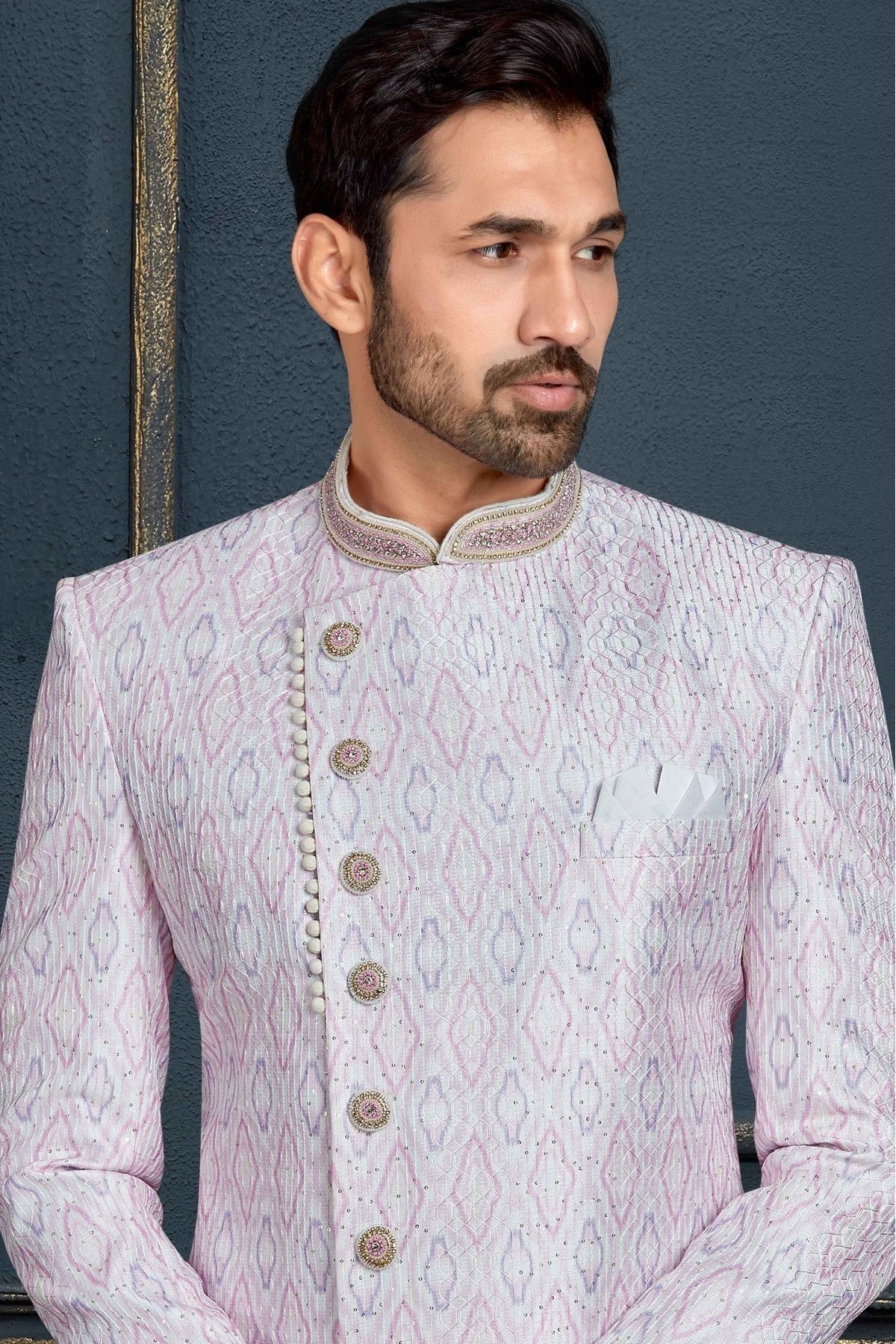 Multicolour Banarasi Jacquard Sherwani SH1040380 A