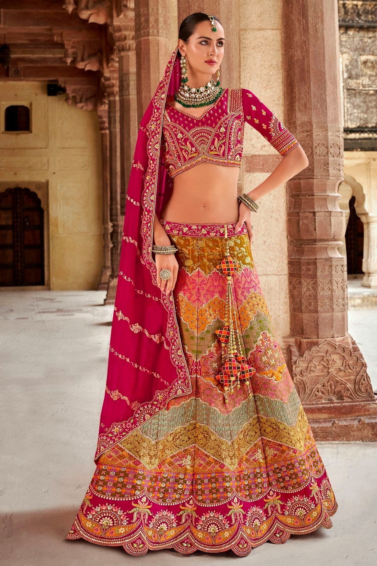 Multicolour Banarasi Silk Bridal Lehenga Choli LC1290098