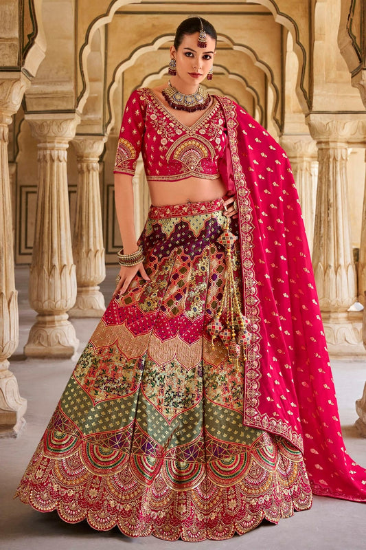 Multicolour Banarasi Silk Bridal Lehenga Choli LC1290104