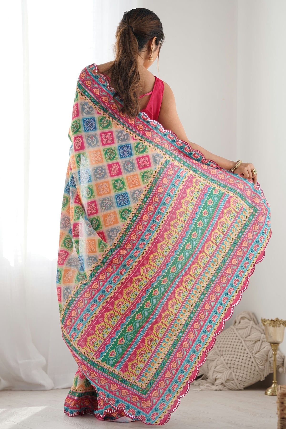 Multicolour Chinon Printed Saree SD1112083 A