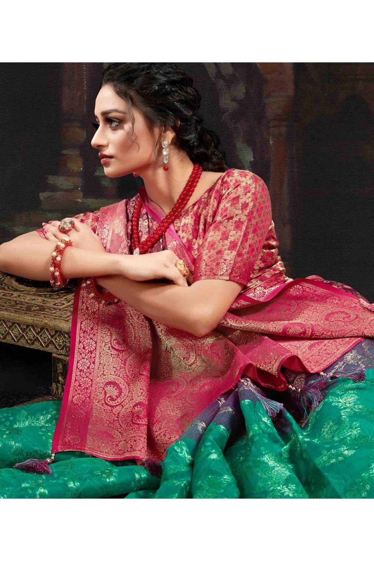 Multicolour Colour Chanderi Jacquard Woven Saree SD1120770 A