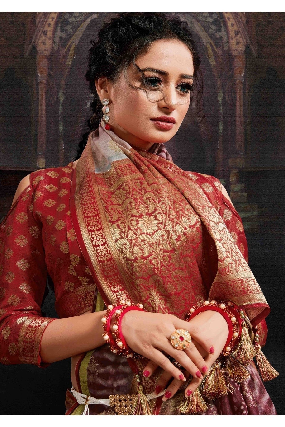 Multicolour Colour Chanderi Jacquard Woven Saree SD1120774 A