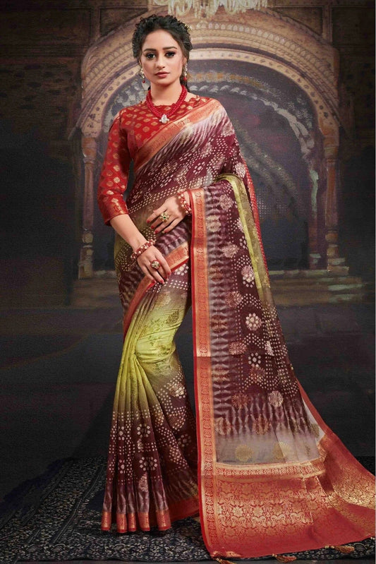 Multicolour Colour Chanderi Jacquard Woven Saree SD1120774