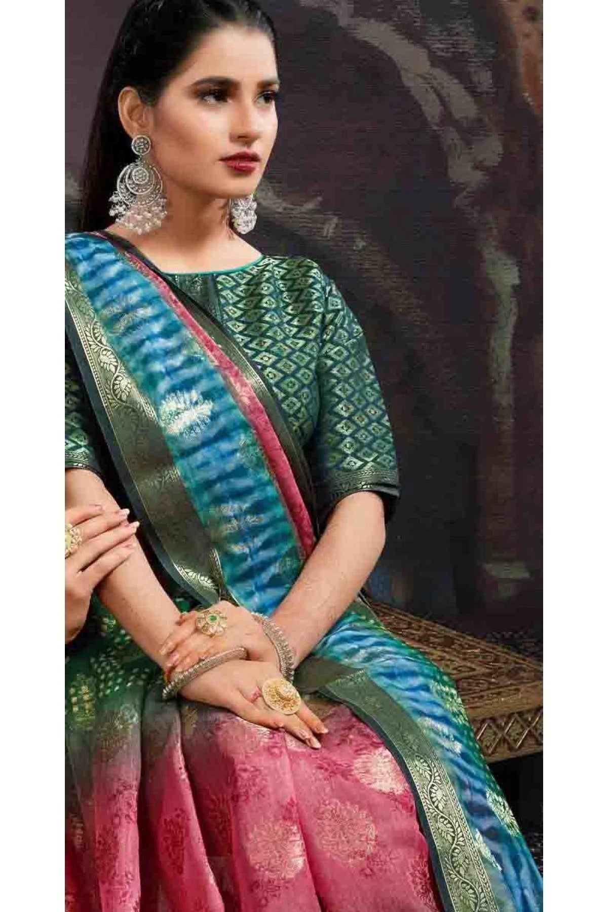 Multicolour Colour Chanderi Jacquard Woven Saree SD1120775 A