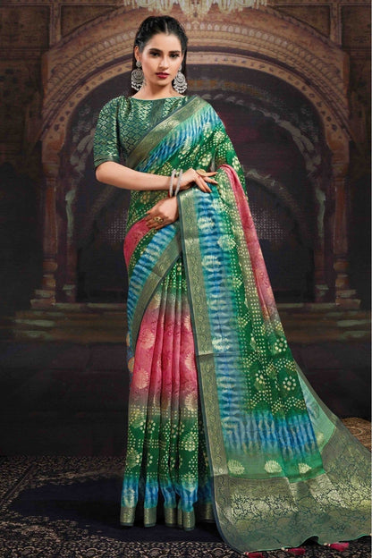 Multicolour Colour Chanderi Jacquard Woven Saree SD1120775