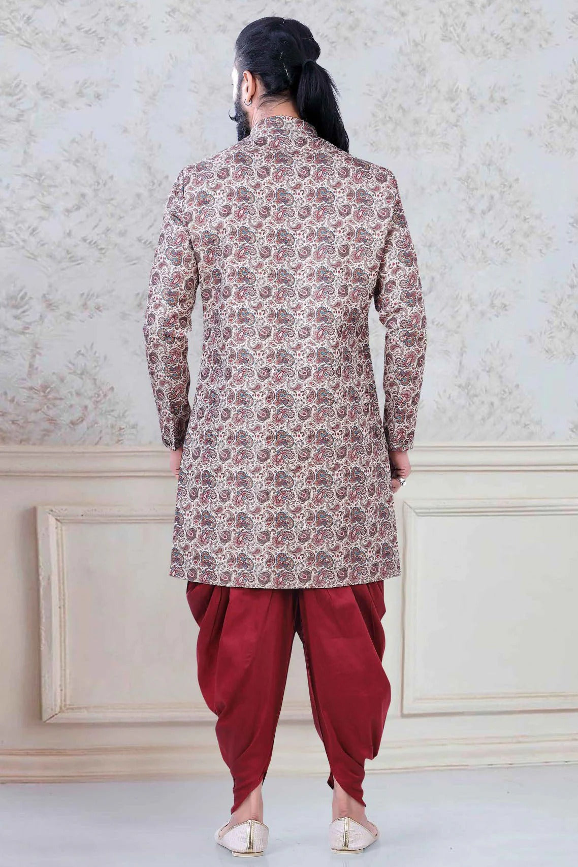 Multicolour Colour Jacquard Festival Wear Dhoti Sherwani SH1130006 A