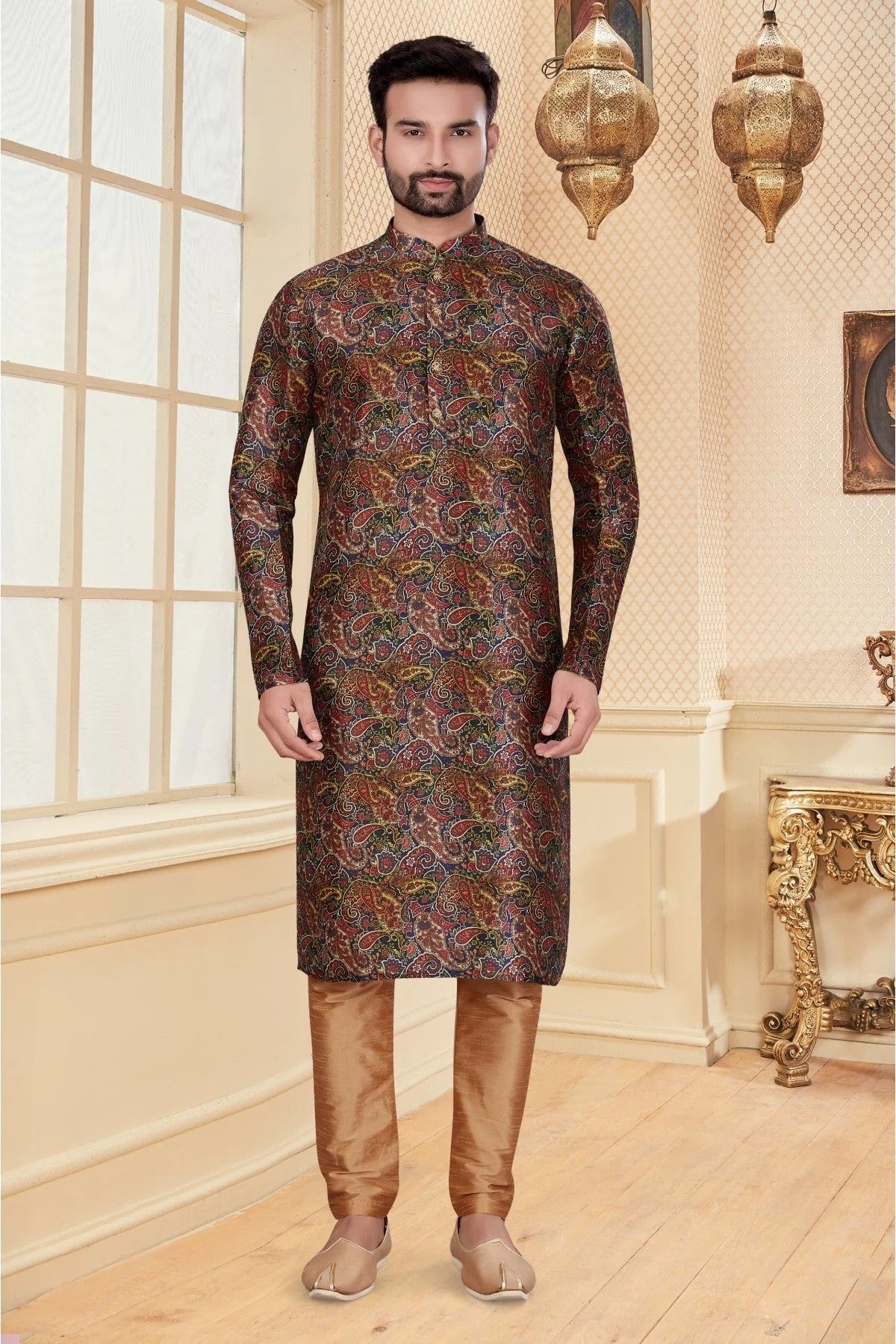 Multicolour Colour Kurta Pajama In Silk Fabric KP1040100