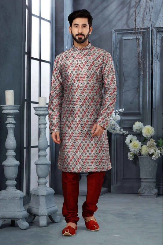 Multicolour Colour Kurta Pajama In Silk Fabric KP1040150