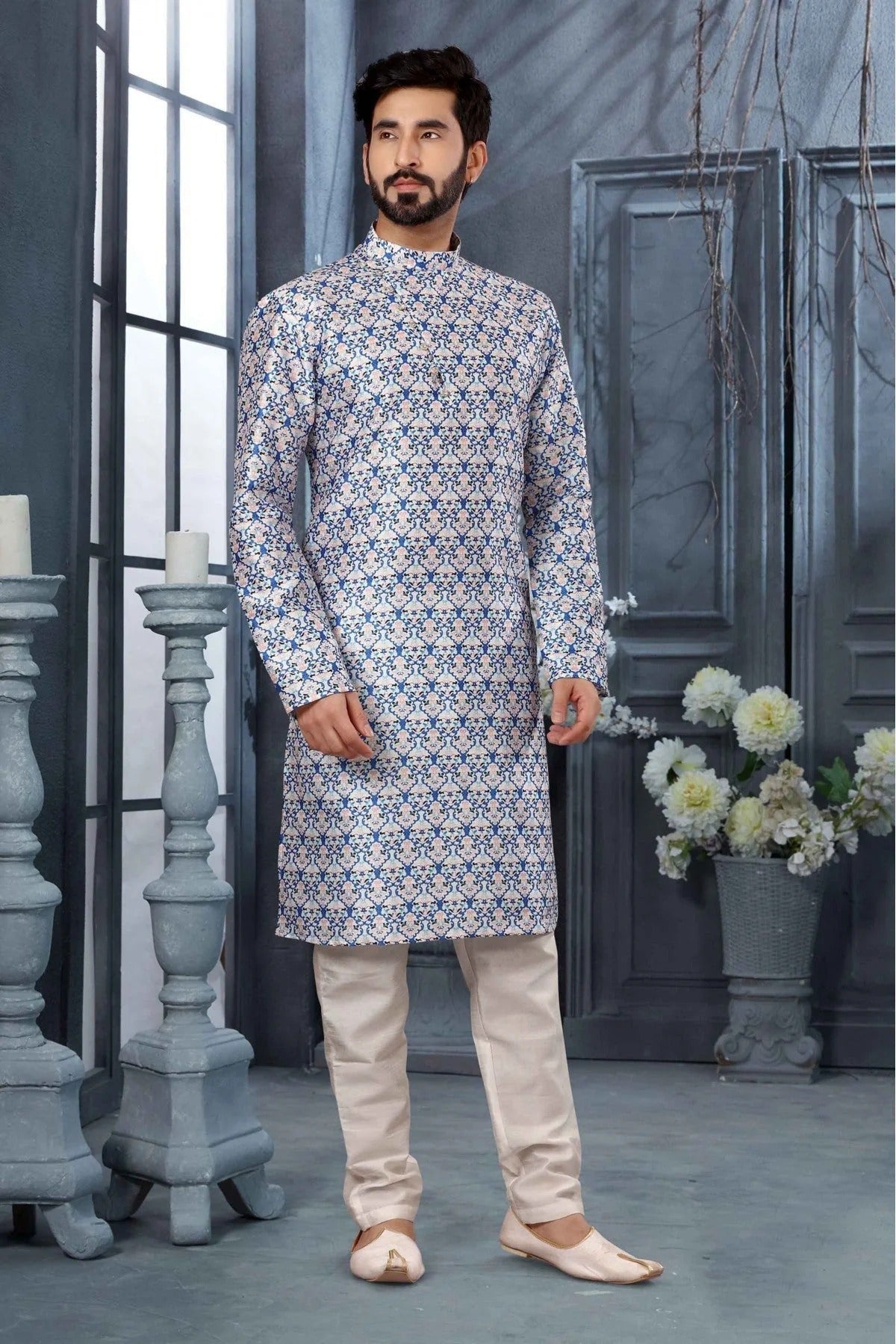 Multicolour Colour Kurta Pajama In Silk Fabric KP1040158