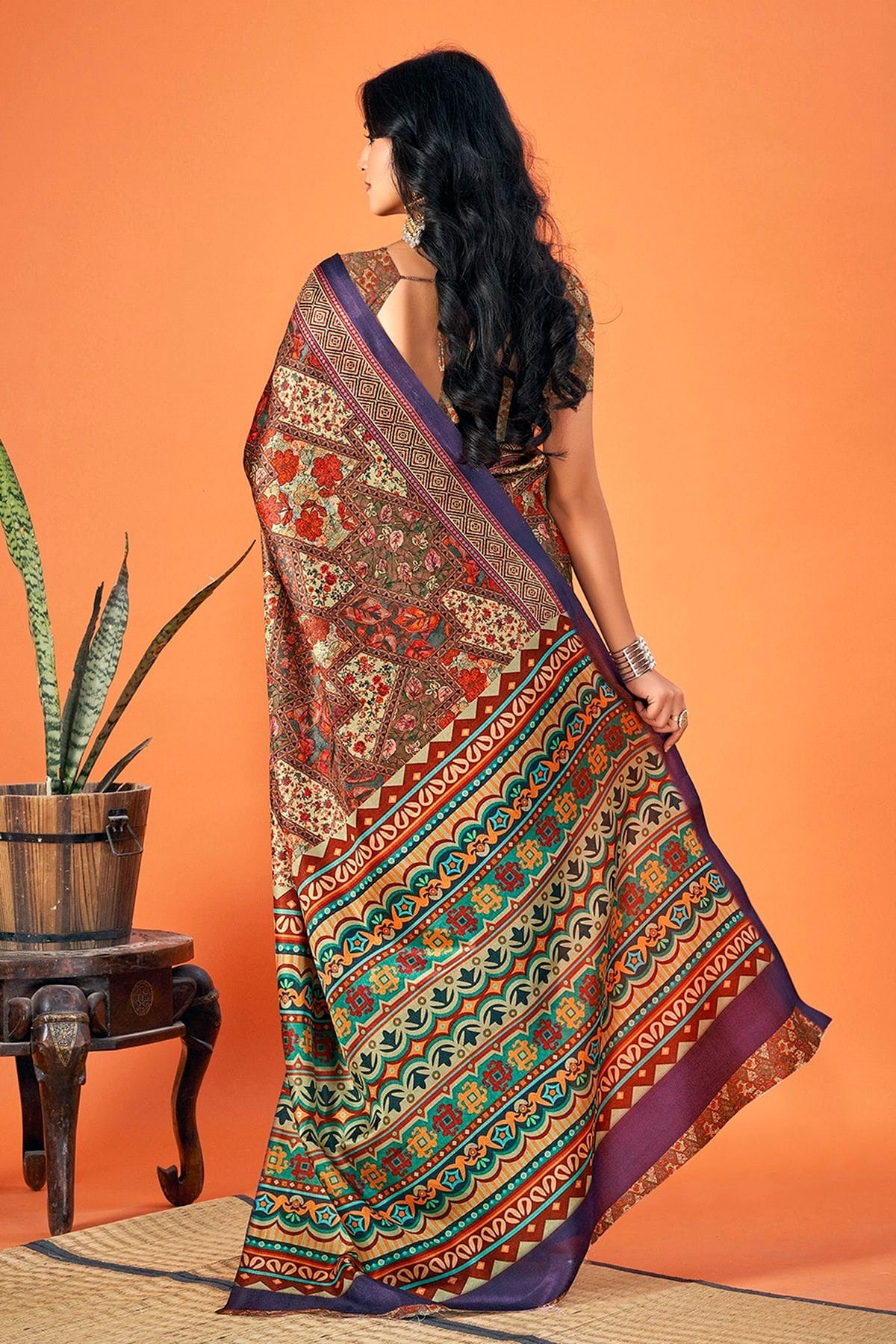 Multicolour Colour Pashmina Saree SD1110319 A