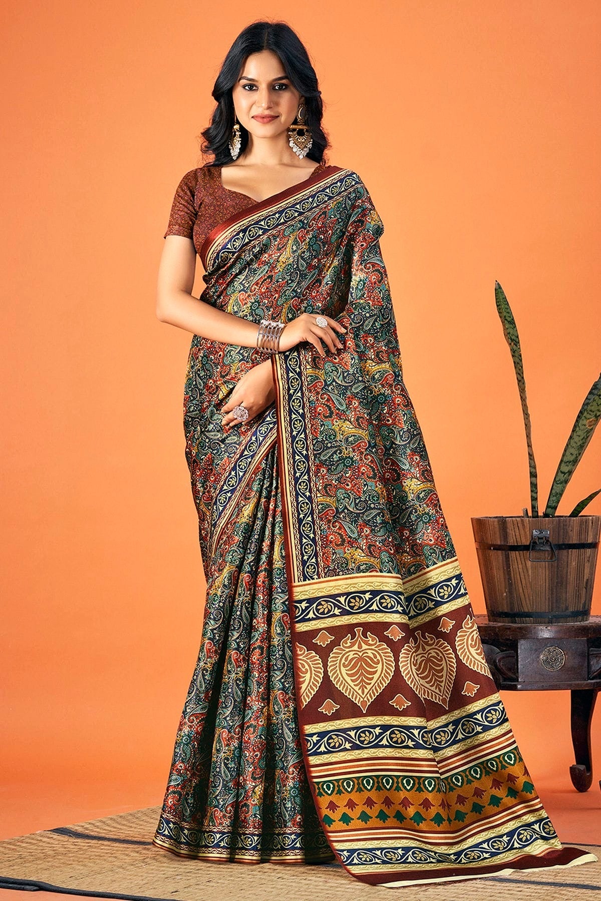 Multicolour Colour Pashmina Saree SD1110324