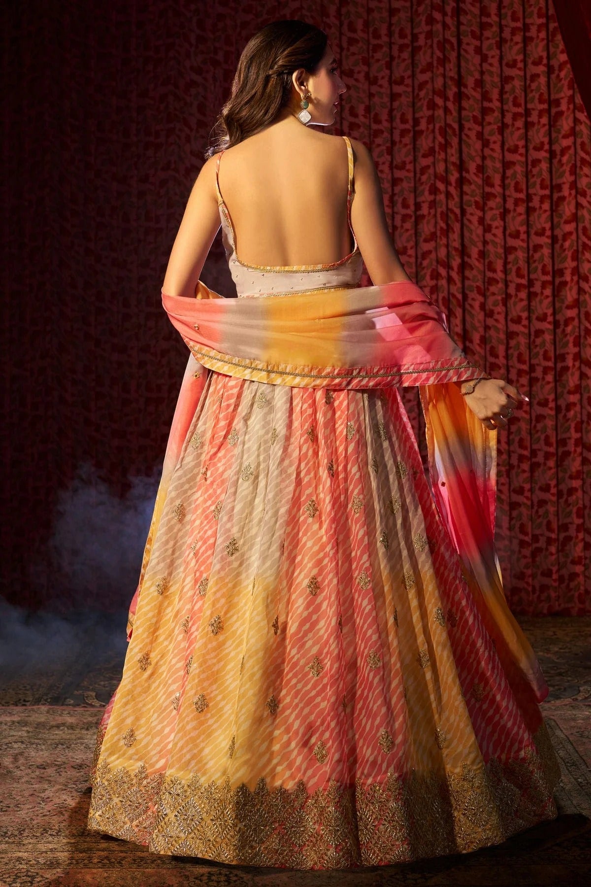 Multicolour Colour Semi Stitched Organza Lehenga Choli LC1080894 A