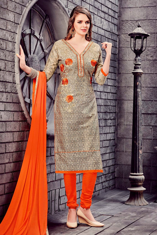 Multicolour Colour Unstitched Glaze Cotton Churidar Suit US1161112