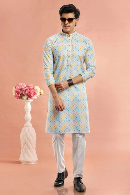 Multicolour Cotton Thread Work Kurta Pajama KP1230178 A