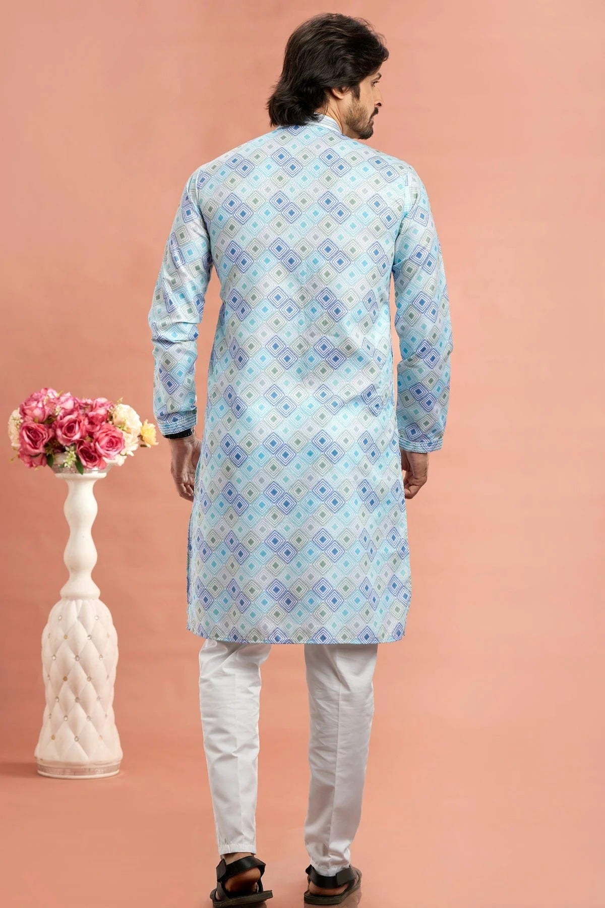 Multicolour Cotton Thread Work Kurta Pajama KP1230179 B