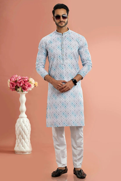 Multicolour Cotton Thread Work Kurta Pajama KP1230180 A