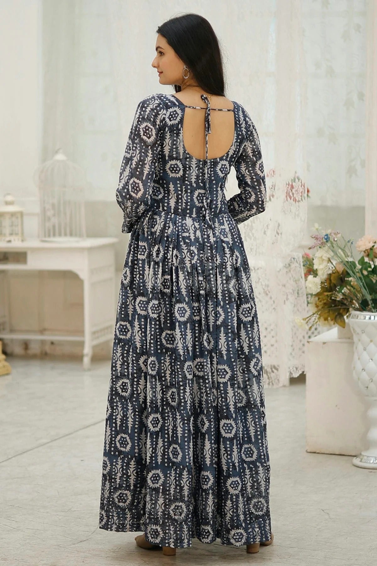 Multicolour Faux Georgette Stitched Gown GW1112341 A