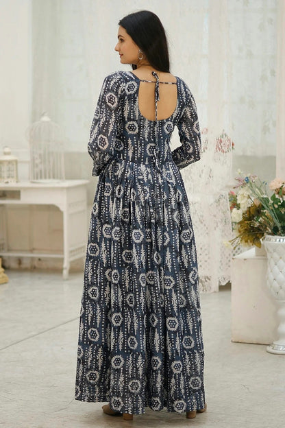 Multicolour Faux Georgette Stitched Gown GW1112341 A