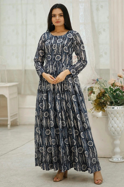 Multicolour Faux Georgette Stitched Gown GW1112341