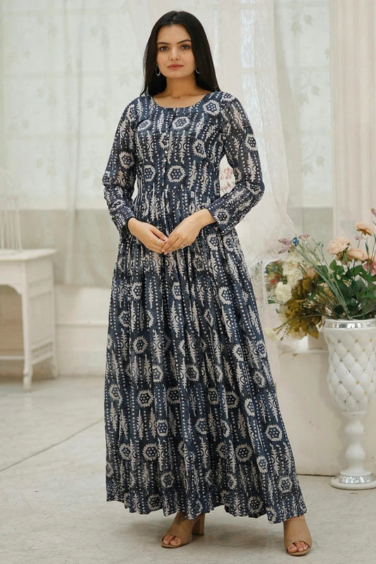 Multicolour Faux Georgette Stitched Gown GW1112341