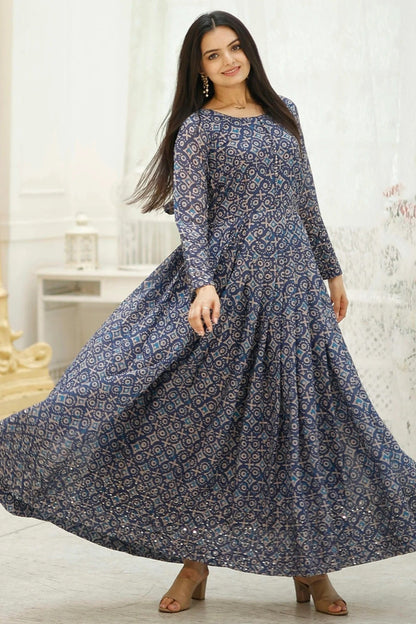 Multicolour Faux Georgette Stitched Gown GW1112342 B