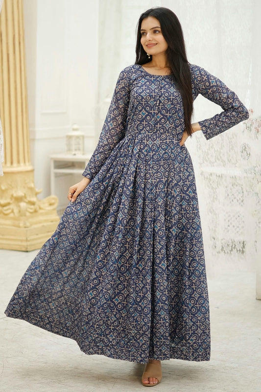 Multicolour Faux Georgette Stitched Gown GW1112342