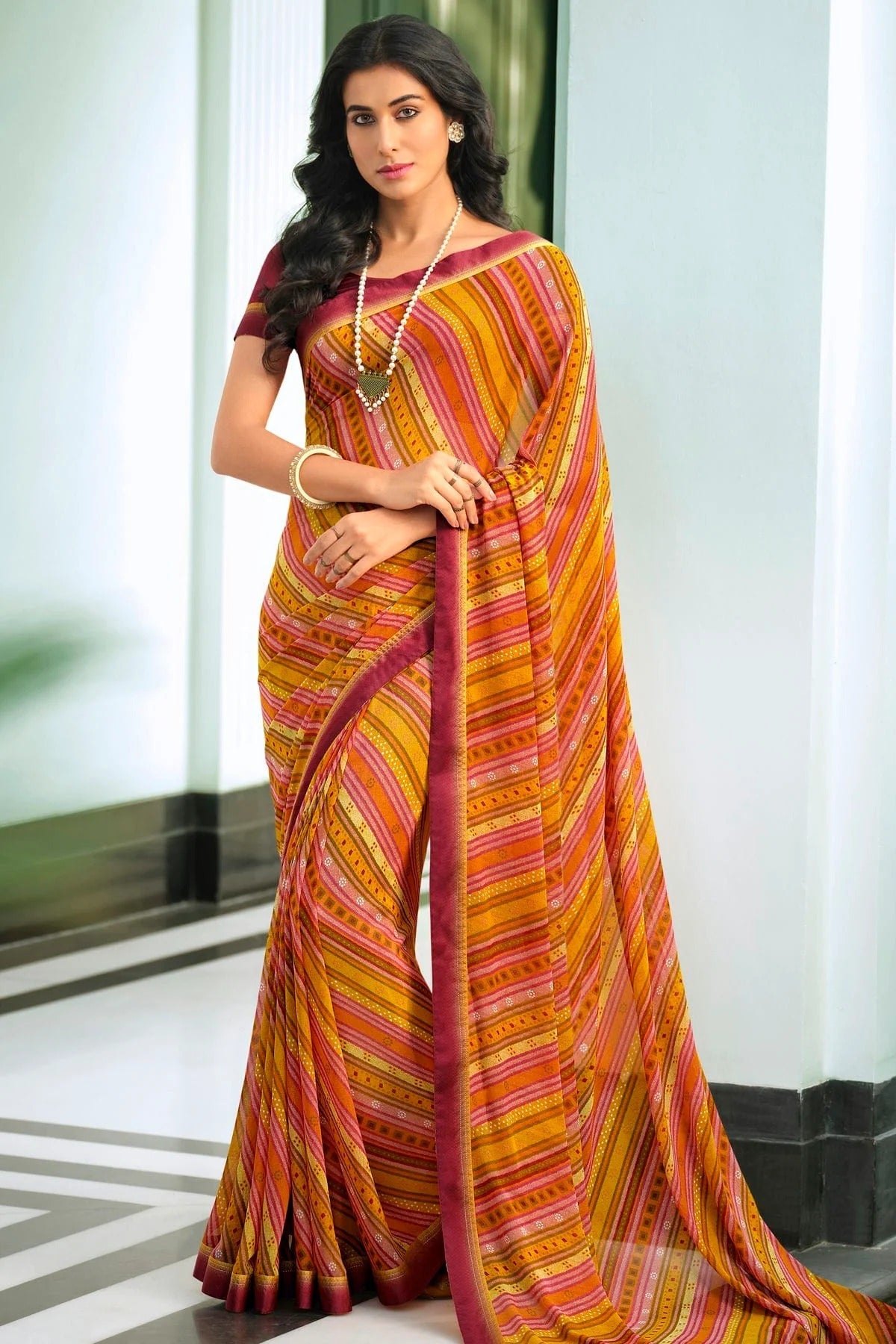 Multicolour Georgette Printed Saree SD1180052