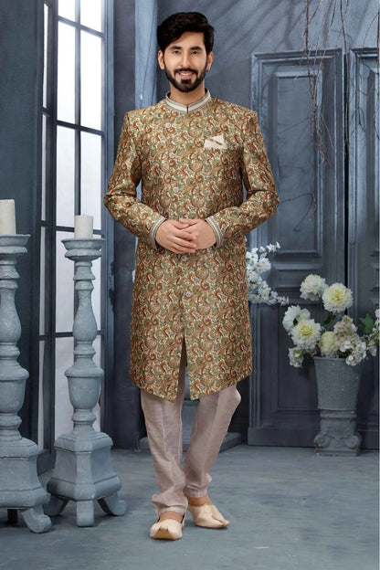 Multicolour Jacquard Digital Print Sherwani SH1040327