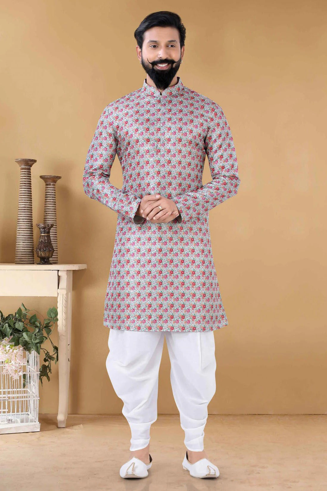 Multicolour Jacquard Kurta Pajama KP1130104