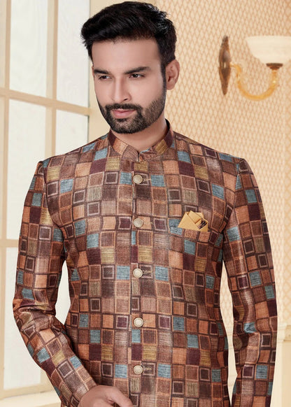 Multicolour Jacquard Sherwani SH1040252 A