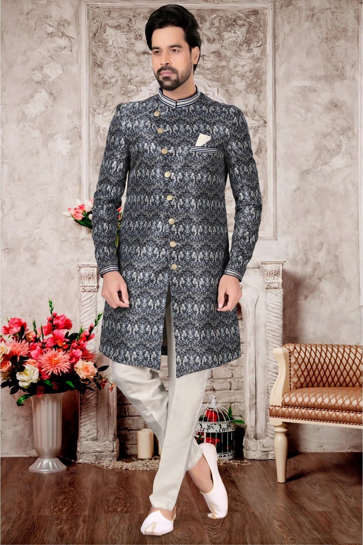 Multicolour Jacquard Sherwani SH1040307