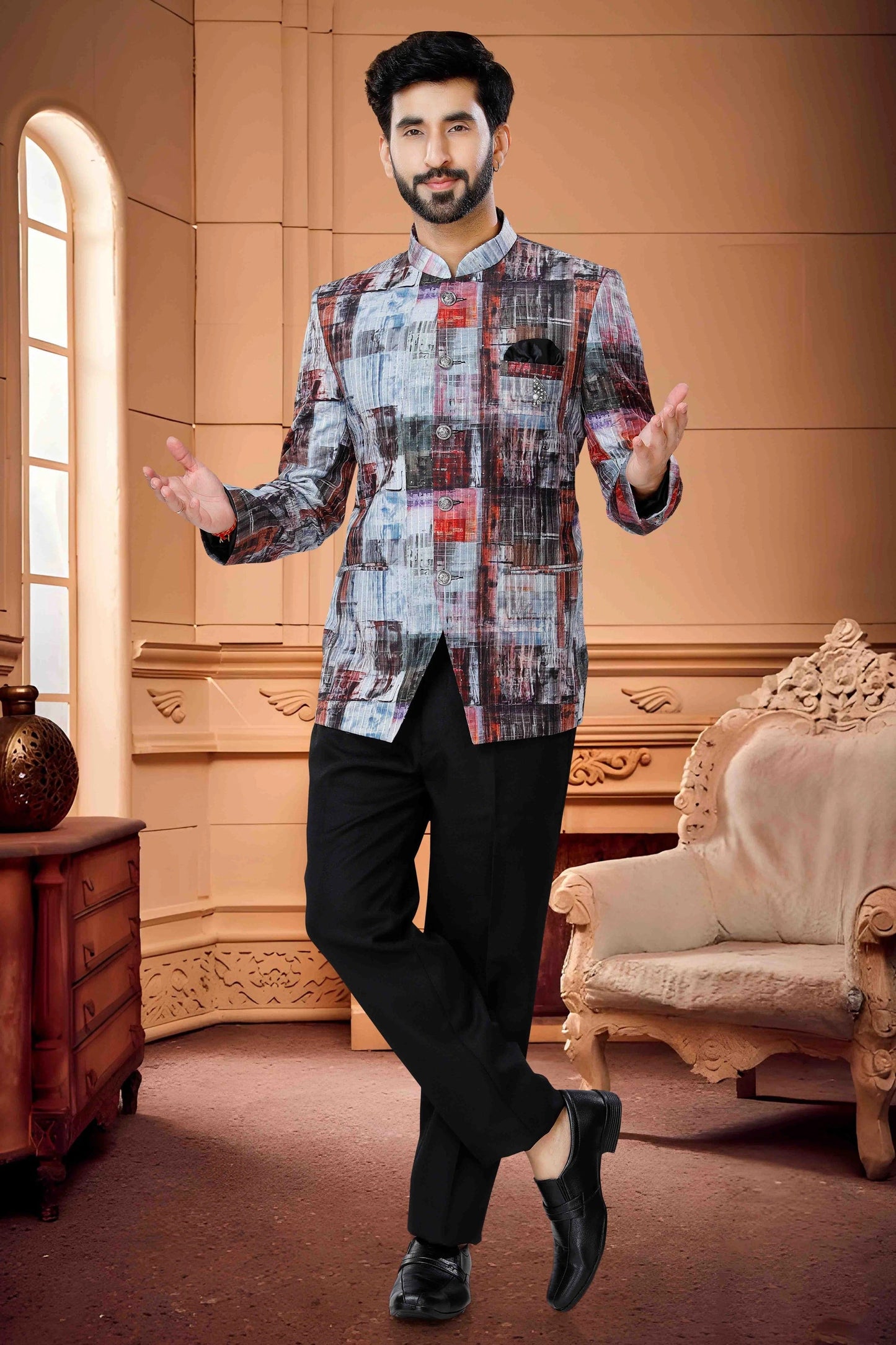 Multicolour Jodhpuri In Silk Fabric JP1130167