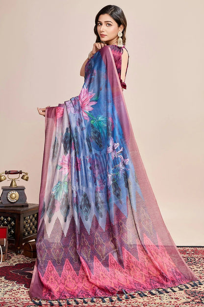 Multicolour Linen Printed Saree SD1111812 A