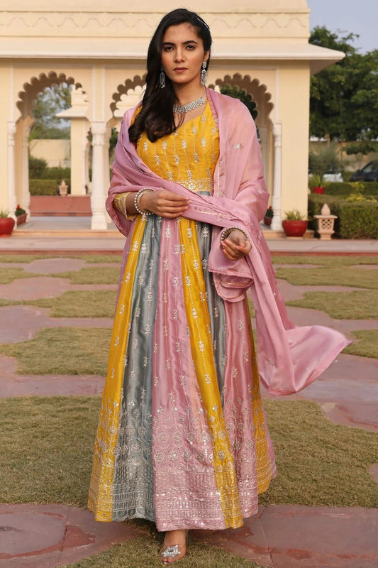 Multicolour Semi Stitched Rangoli Silk Anarkali Suit SM1170029