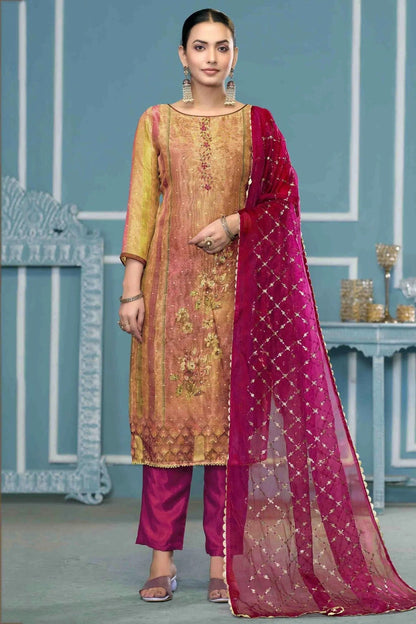 Multicolour Shimmer Silk Pant Style Suit SM1113223