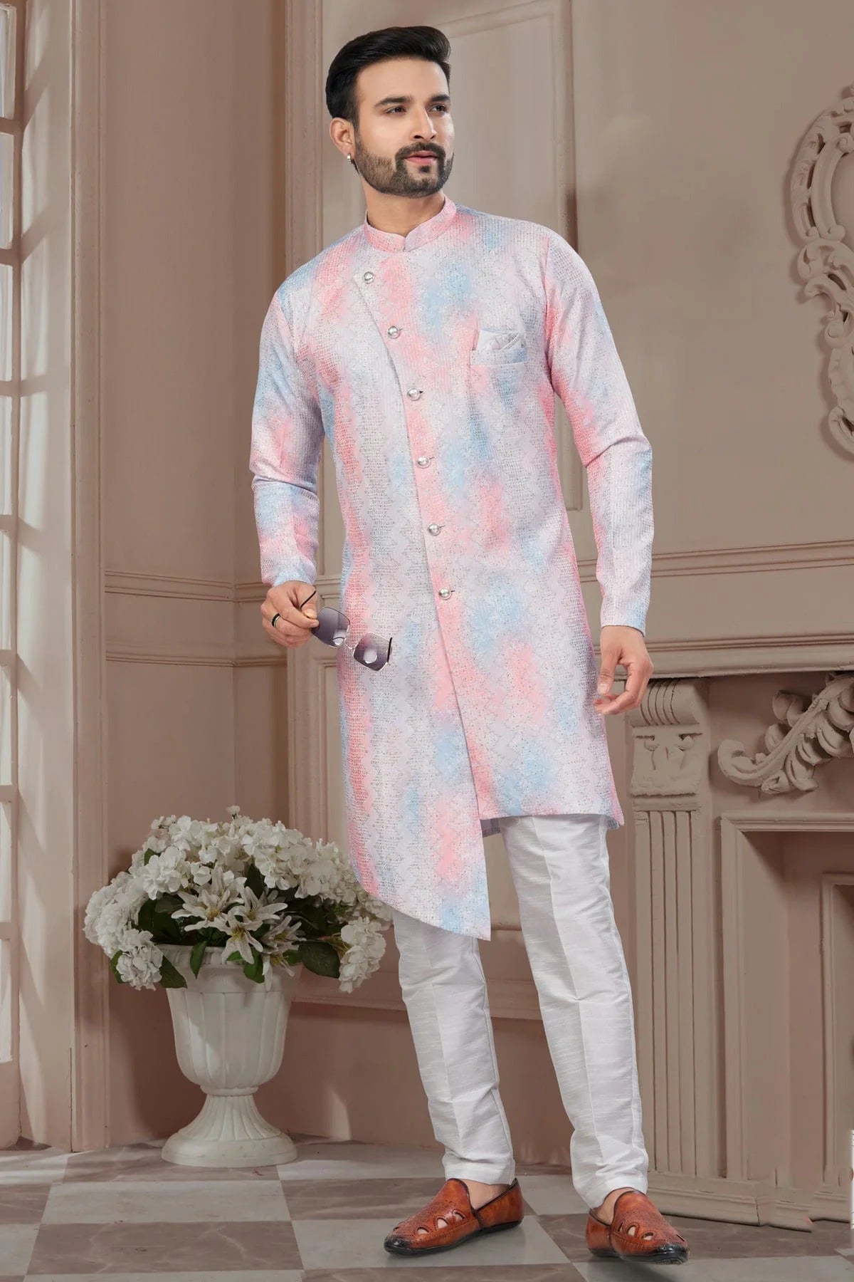Multicolour Silk Dupion Sherwani SH1040590