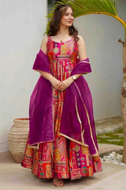 Multicolour Silk Stitched Gown GW1113006