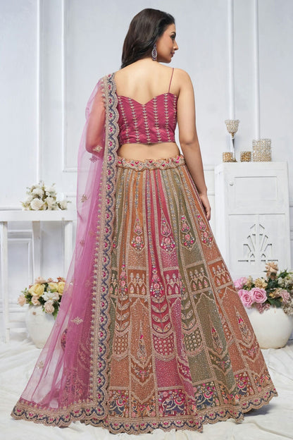Multicolour Soft Net Embroidery Lehenga Choli LC1111378 A