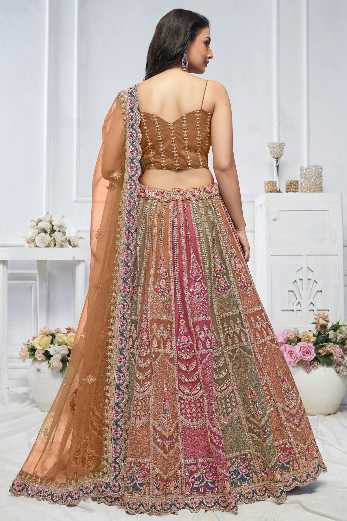 Multicolour Soft Net Embroidery Lehenga Choli LC1111379 A