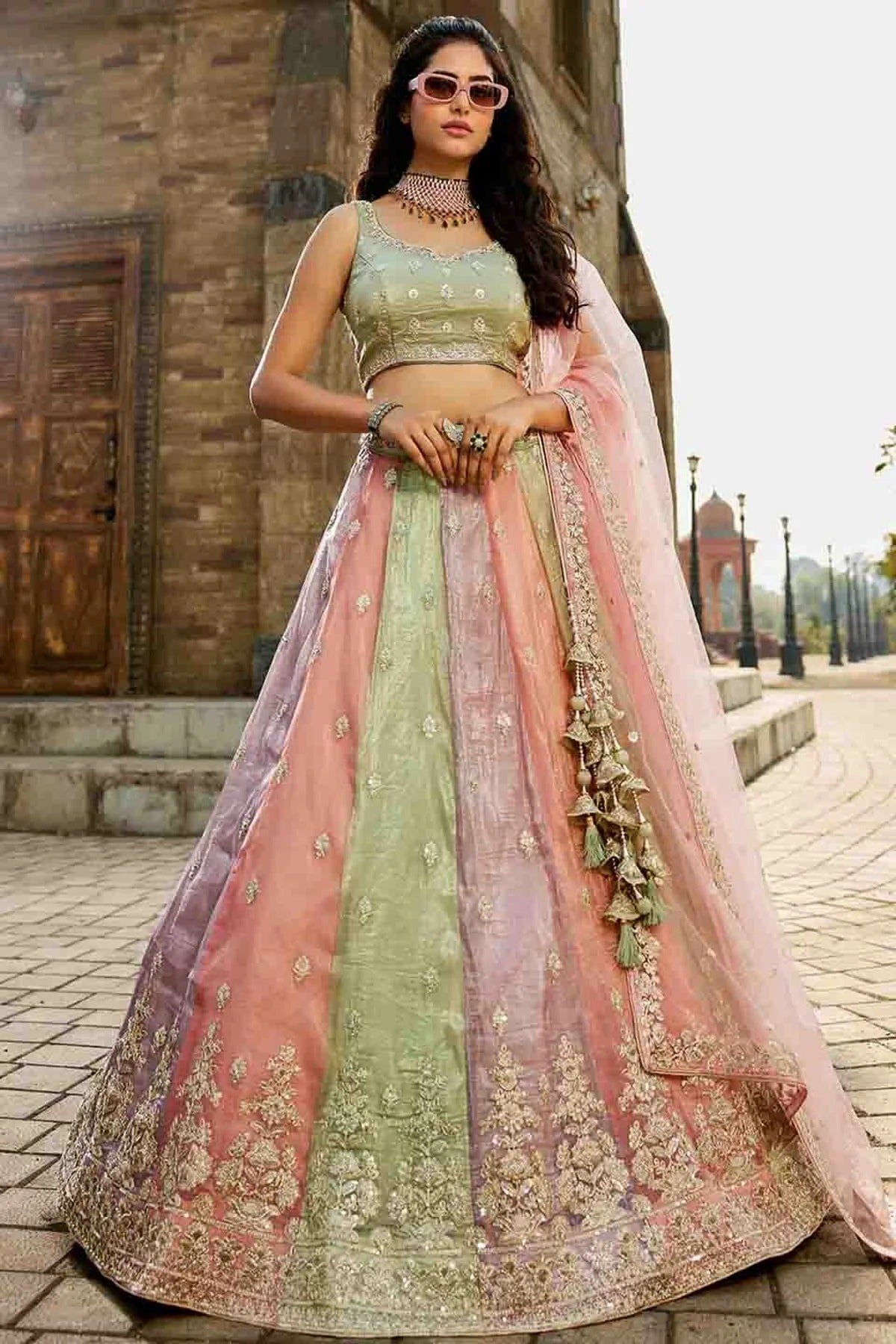 Multicolour Tissue Lehenga Choli LC1113167