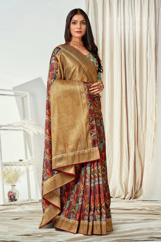 Multicolour Tussar Silk Printed Saree LC1121610