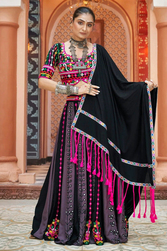 Multicolour Viscose Rayon Navratri Lehenga LC1150243