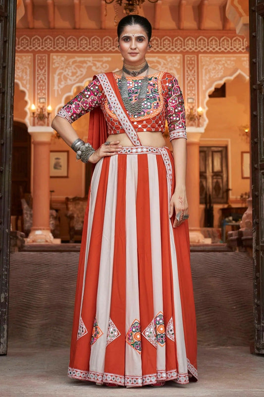 Multicolour Viscose Rayon Navratri Lehenga LC1150246